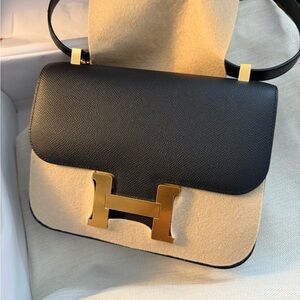 Elegant Black and Tan Designer Bag